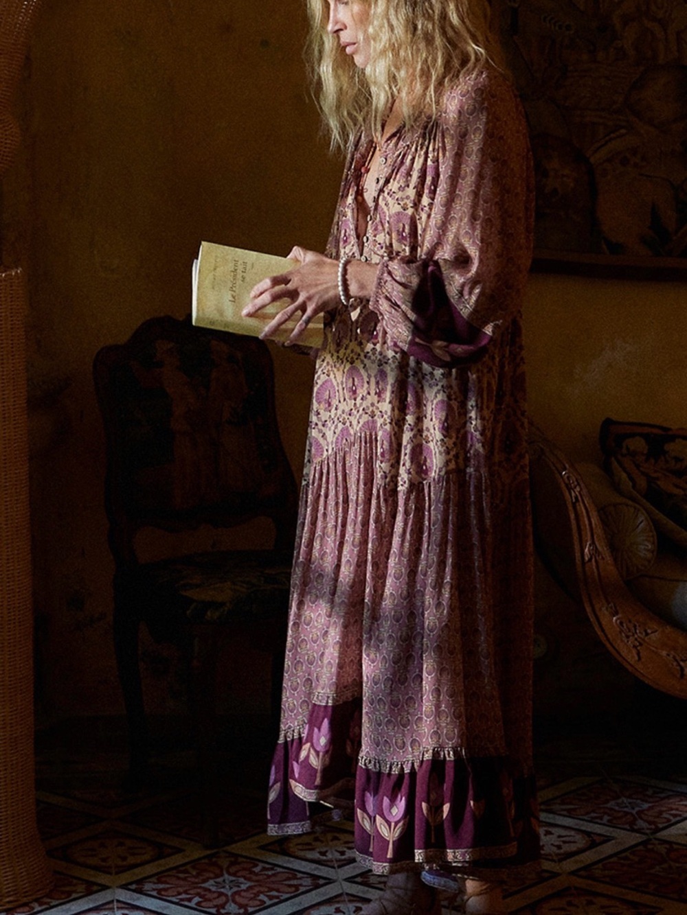 🌙 SPELL Château Boho Gown in Grape
